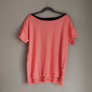 ‼️BOGO SALE‼️Eddie Bauer Orange and Navy Blue Boatneck Striped T-shirt